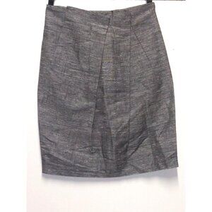 NWOT Lida Baday Pencil Skirt Silk Linen blend Womens Sz 6 Gray Pockets career
